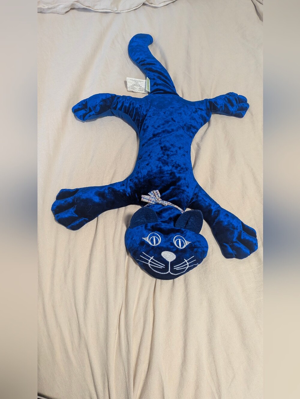 Manimo Royal Blue Plush Cat  with Embroidered Face Weighted 2kg